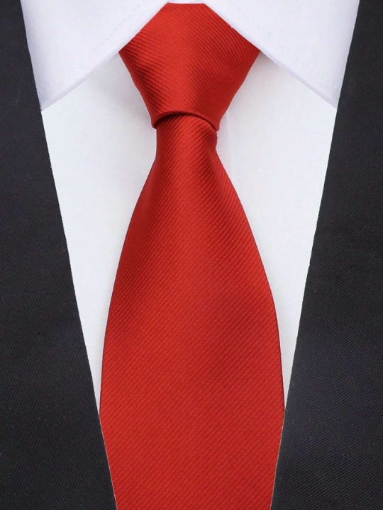 1pc 8cm Men's Solid Color Red Classic Casual Necktie