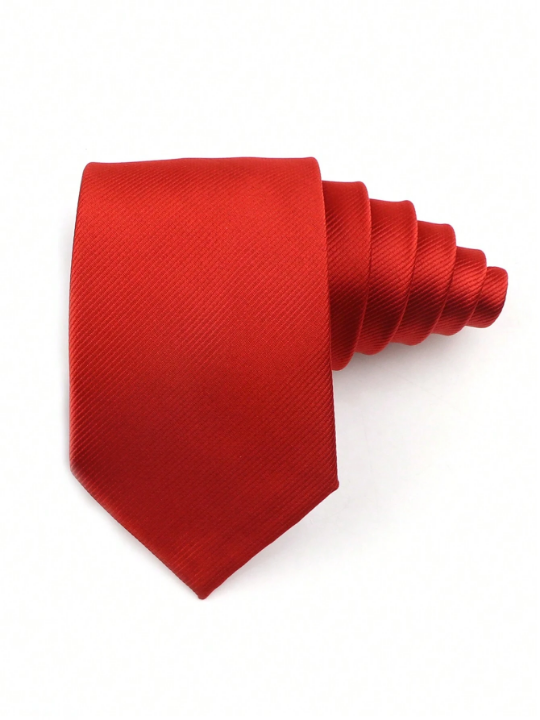 1pc 8cm Men's Solid Color Red Classic Casual Necktie