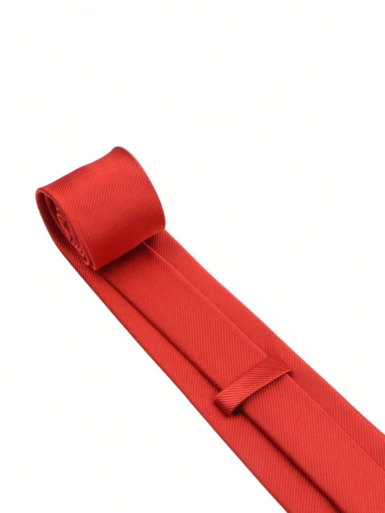 1pc 8cm Men's Solid Color Red Classic Casual Necktie