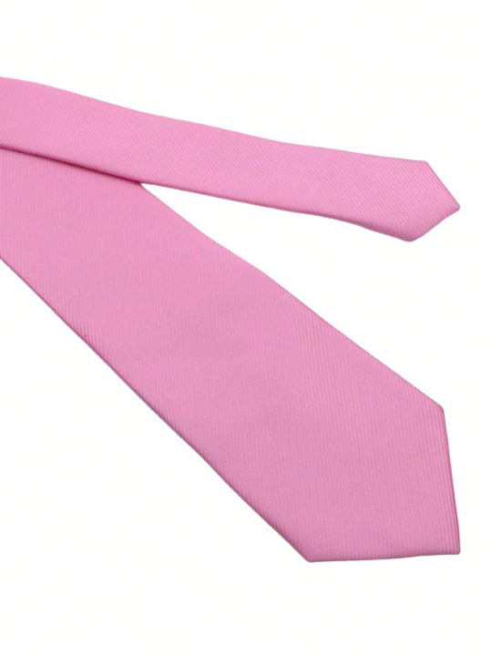 1pc 8cm Men's Solid Color Pink Classic Casual Necktie