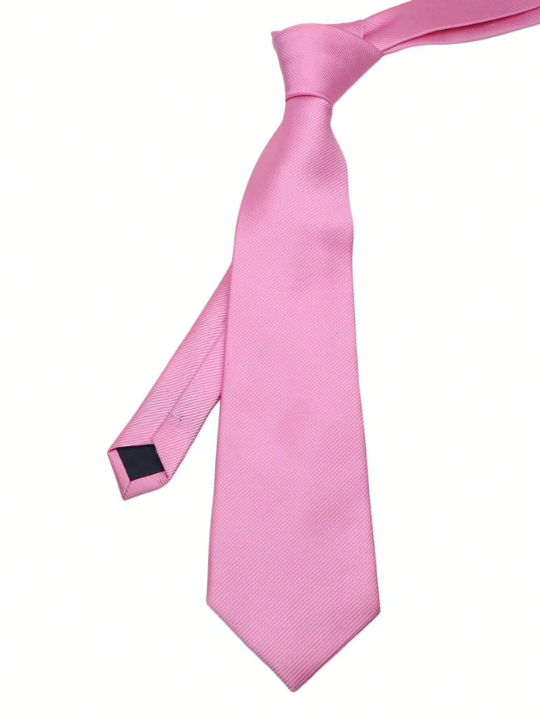 1pc 8cm Men's Solid Color Pink Classic Casual Necktie