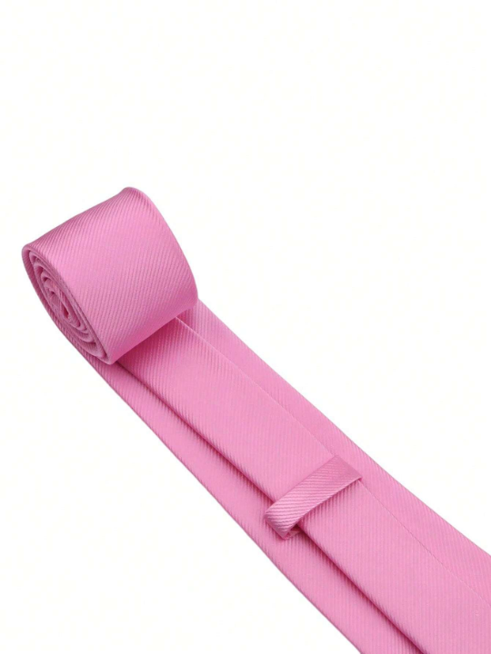 1pc 8cm Men's Solid Color Pink Classic Casual Necktie