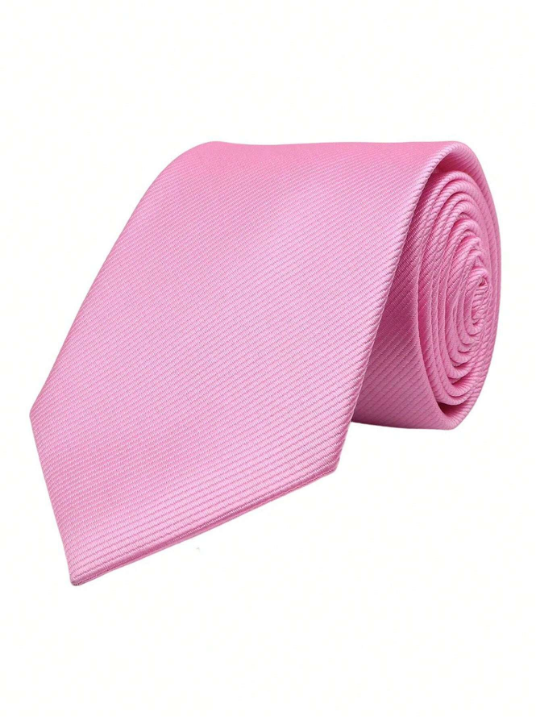 1pc 8cm Men's Solid Color Pink Classic Casual Necktie