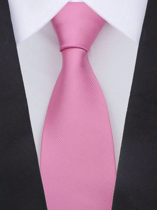 1pc 8cm Men's Solid Color Pink Classic Casual Necktie