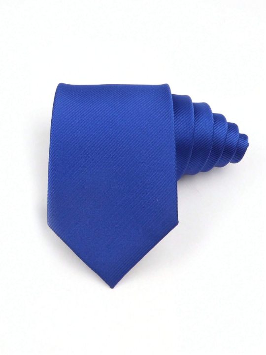 1pc 8cm Men's Solid Color Blue Classic Casual Necktie