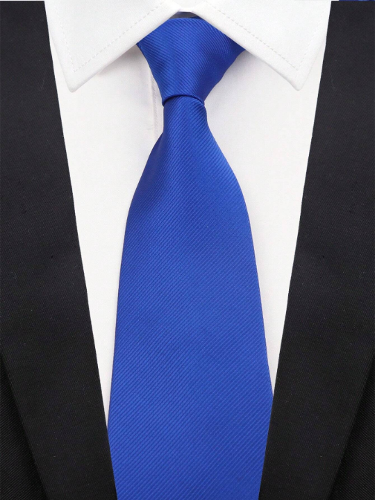 1pc 8cm Men's Solid Color Blue Classic Casual Necktie