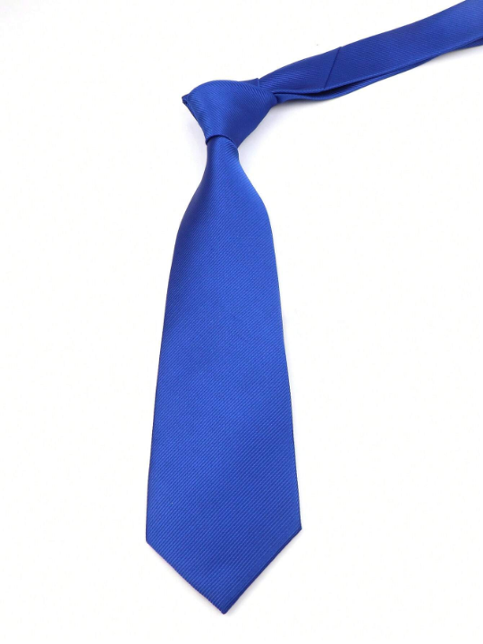 1pc 8cm Men's Solid Color Blue Classic Casual Necktie