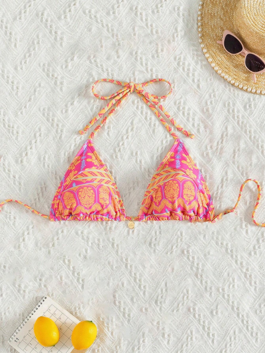 Women's Printed Halter Bikini Top