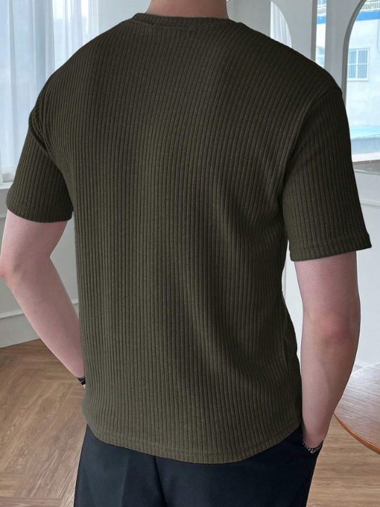 DAZY Men's Solid Color Ribbed Short Sleeve T-Shirt For Summer