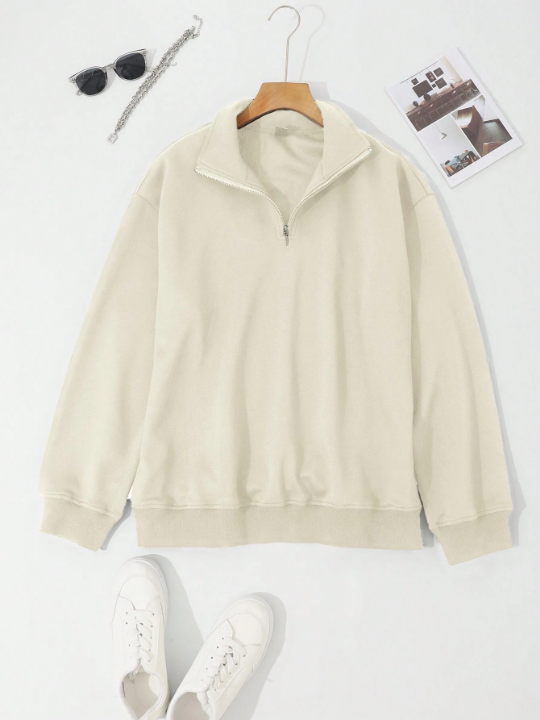 DAZY Men's Solid Color Half Zipper Pullover Sweatshirt