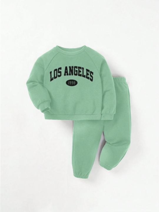 Cozy Cub Baby Girl Letter Graphic Sweatshirt & Sweatpants