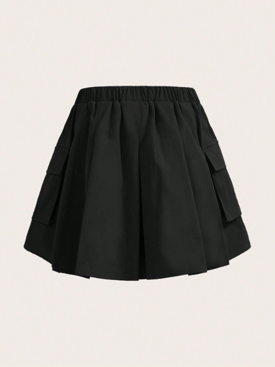 Tween Girl's Woven Casual Workwear Style Pleated Midi Skirt