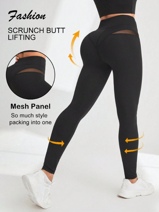 Daily&Casual Mesh Patchwork Tight Sport Leggings