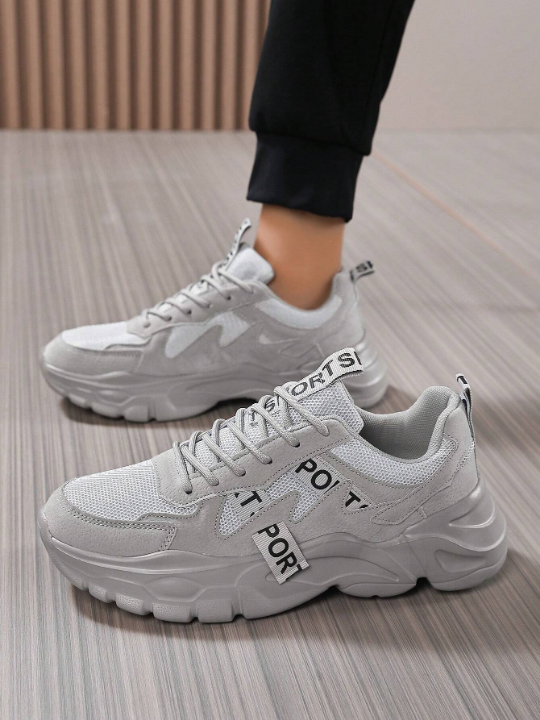 Men's Fall/Winter New Trendy Running Shoes, Solid Color Slip-Resistant Thick-Soled Chunky Shoes For Casual Wear, Night Running, Outdoor Activities, Workout Training And Sports, Teenagers, Fashionable