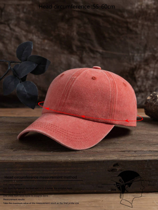 1pc Unisex Solid Color Outdoor Casual Adjustable Washed Baseball Cap