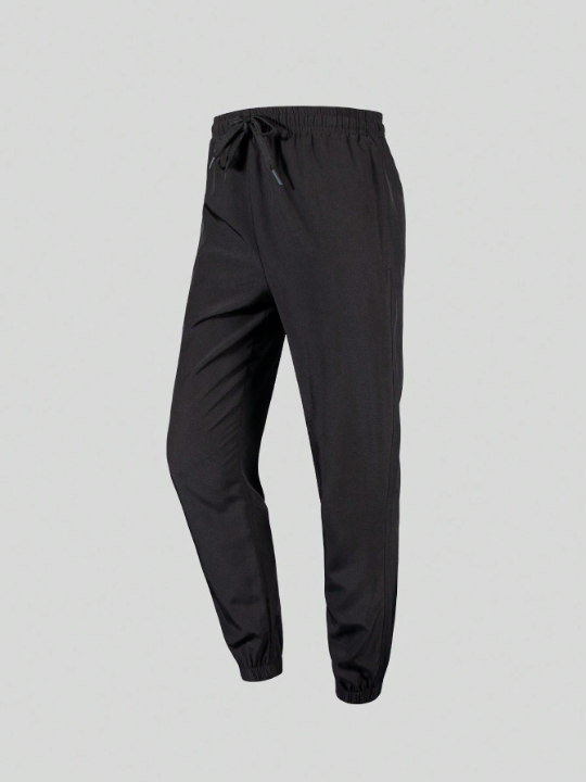 1pc Men's Quick-Dry Breathable Jogger Cropped Pants With Elastic Hem