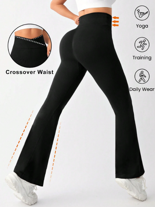 Seamless Flare Leg Sport Pants With V-Shaped Waistline