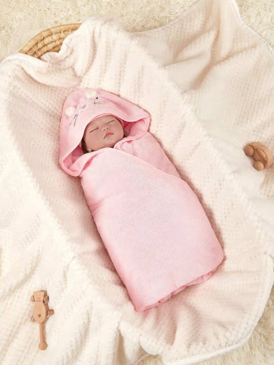 1pc Animal Cartoon Coral Fleece Baby Swaddle Blanket, Bathrobe, Outdoor Blanket, Multifunctional Cover Blanket