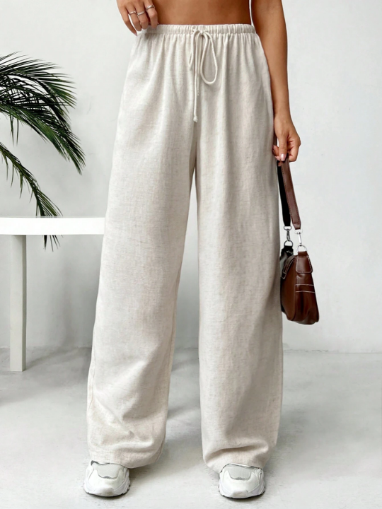 EZwear Women's Linen Low Rise Pants