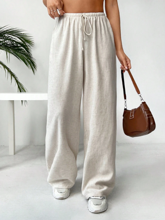 EZwear Women's Linen Low Rise Pants