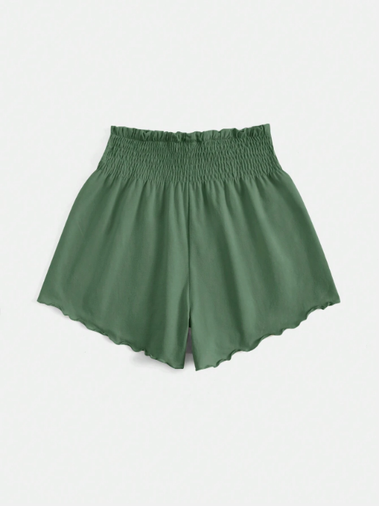 VCAY Solid Color Elastic Waist Shorts