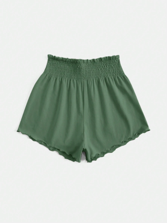 VCAY Solid Color Elastic Waist Shorts