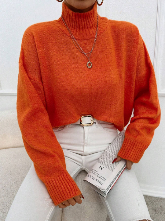 Solid Drop Shoulder Sweater