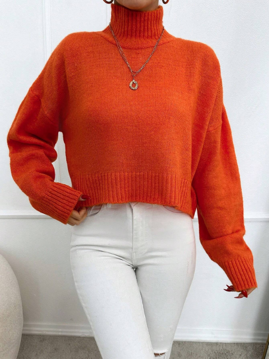 Solid Drop Shoulder Sweater