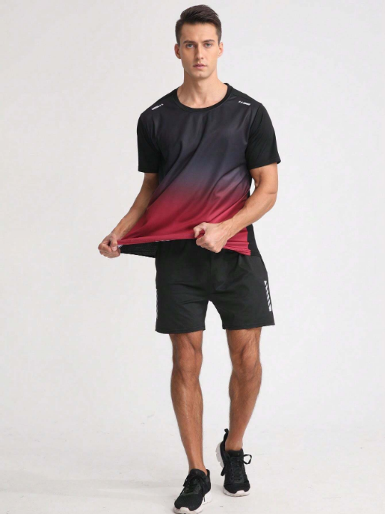 Men's Quick-Dry Short Sleeve Sports T-Shirt, Loose Fit Workout, Running, Basketball, Training Clothes For Summer Basic T Shirt