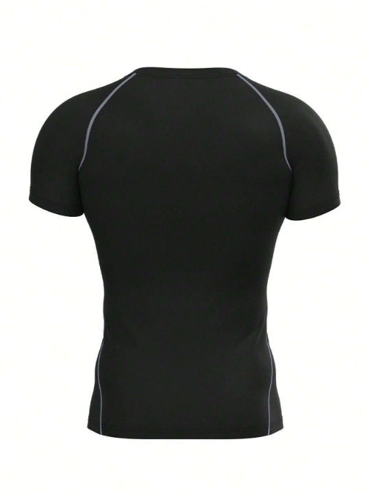 Men's Fitness Moisture Wicking Tight-Fit Round Neck Short Sleeve Sports T-Shirt Basic T Shirt