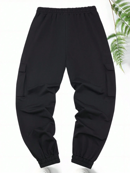 Men's Spring/Fall Trendy Letter Print Drawstring Waistband Cargo Sweatpants