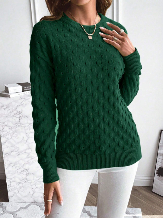 Essnce Women's Drop Shoulder Round Neck Long Sleeve Sweater