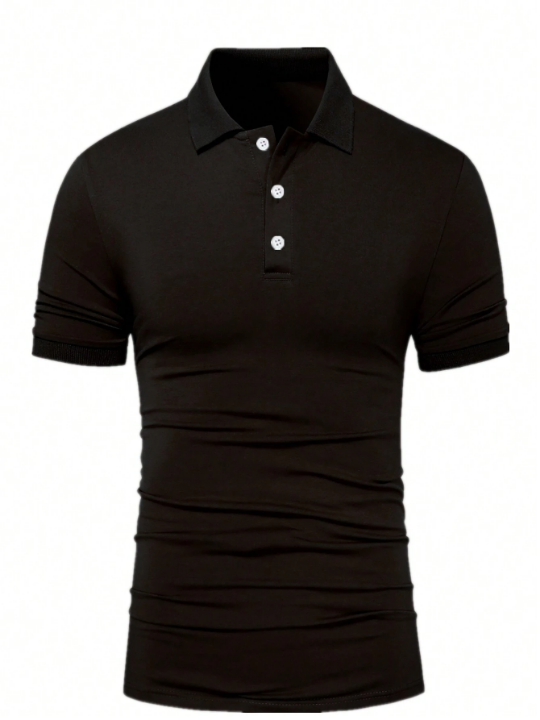 Manfinity Homme Men's Solid Color Short Sleeve Polo Shirt