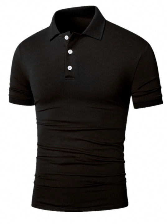 Manfinity Homme Men's Solid Color Short Sleeve Polo Shirt