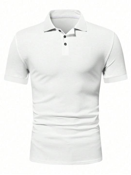 Manfinity Homme Men's Solid Color Short Sleeve Polo Shirt