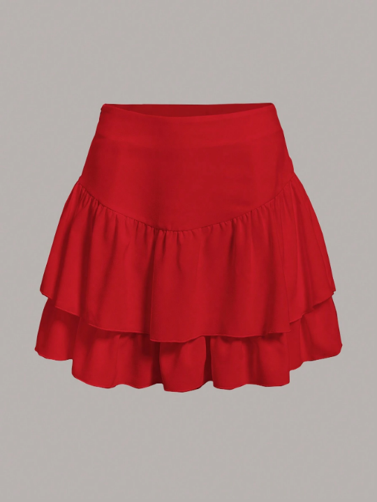 MOD Solid Color Woven A-Line Skirt