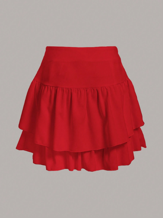 MOD Solid Color Woven A-Line Skirt