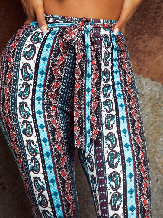 SXY Vintage Printed Flare Pants