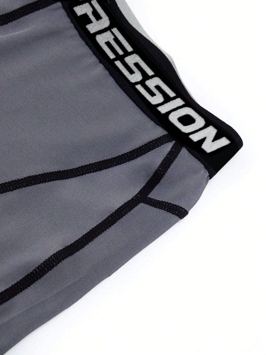 2pcs Men's Quick-Drying Letter Printed Elastic Sports Leggings With Sweat-Wicking Technology