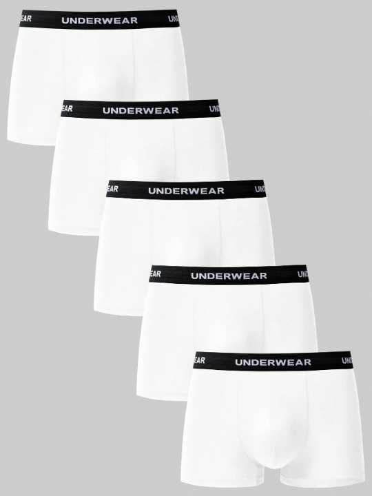 Men's Letter Printed Boxer Briefs (5pcs/Set)