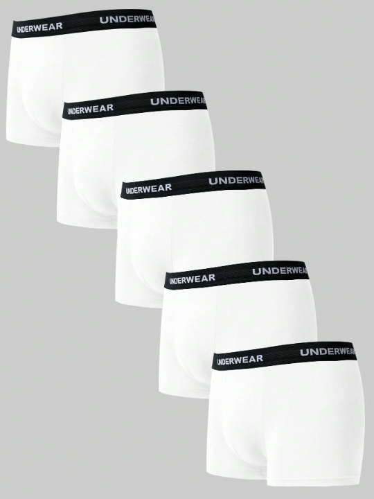 Men's Letter Printed Boxer Briefs (5pcs/Set)