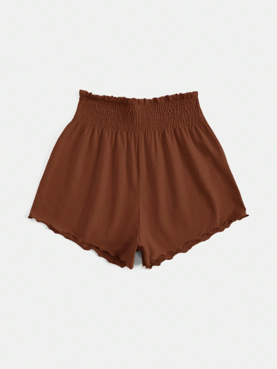 VCAY Elastic Waist Ruffle Hem Shorts