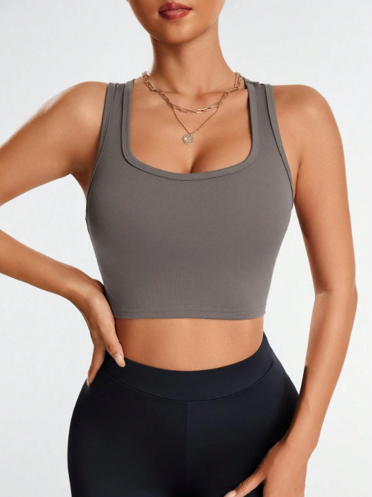 Daily&Casual Women's Solid Color Round Neck Sports Tank Top