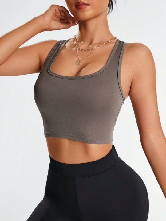 Daily&Casual Women's Solid Color Round Neck Sports Tank Top