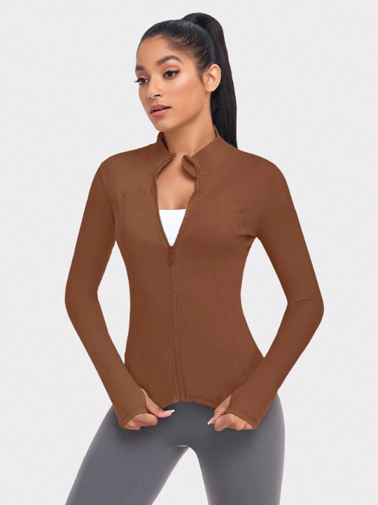 VUTRU Women's Slim Fit Sports Jacket With Thumb Holes Compression Shirt