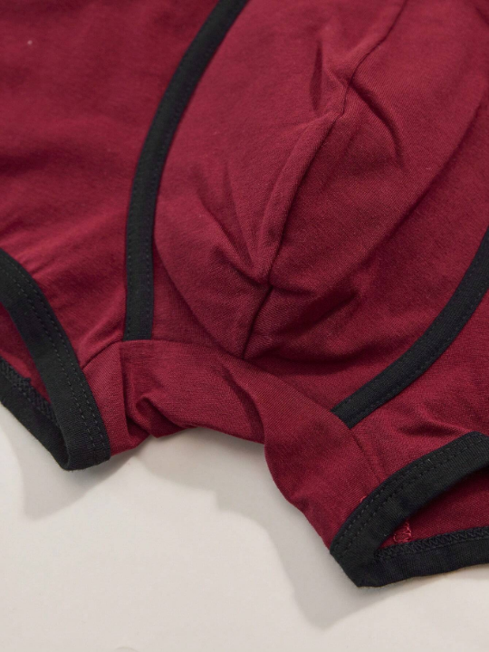 Men's 3pcs/Set Fashionable Letter Print Waistband Color Block Briefs With Wrapped Edge And Right Angle Design