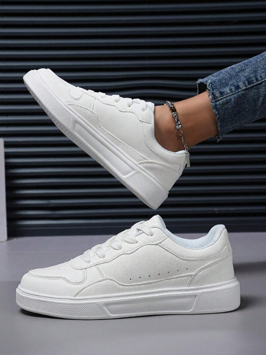 Men's Casual Athletic Shoes, Lace-Up Soft Bottom Low Cut Walking Shoes, Round Toe All-Match Skateboarding Shoes