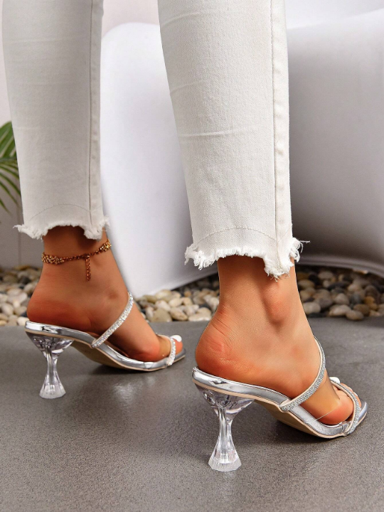 Fashionable, Comfortable And Gorgeous Ladies' High Heel Sandals With Crystal Heels - Perfect For Banquets Or Daily Wear