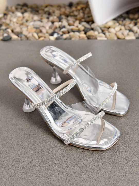 Fashionable, Comfortable And Gorgeous Ladies' High Heel Sandals With Crystal Heels - Perfect For Banquets Or Daily Wear