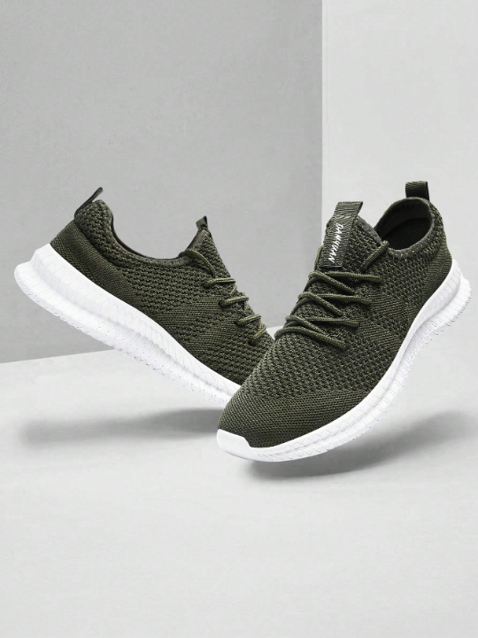 Men's Fashion Casual Shoes Lightweight Running Shoes Comfortable Sports Shoes Breathable Walking Shoes Mesh Workout Sneakers Green